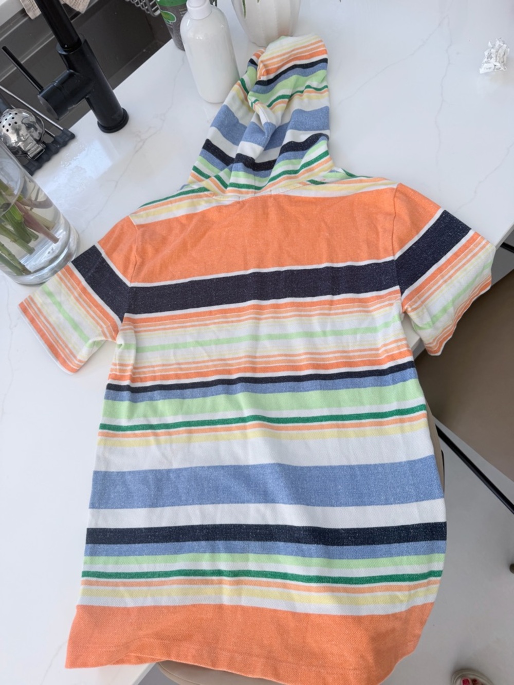 Polo by Ralph Lauren Kids Hooded Stripe Tee in Orange, Blue & Green